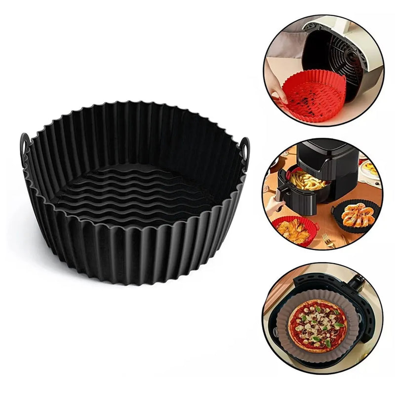 Forma de Silicone Flexível Reutilizável Antiaderente para Fritadeira Elétrica Air Fryer